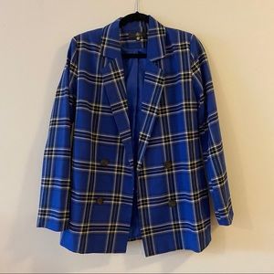 Missguided Blue Check Oversized Blazer